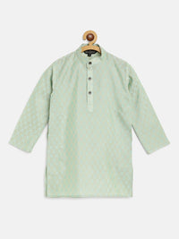 SOJANYA Boys Sea Green & Golden Jacquard Ethnic Patterned Straight Kurta