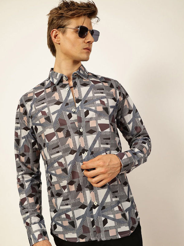 Thomas Scott Men Premium Slim Fit Opaque Printed Casual Shirt