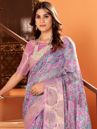 Saree mall Zari Organza Sungudi Sarees