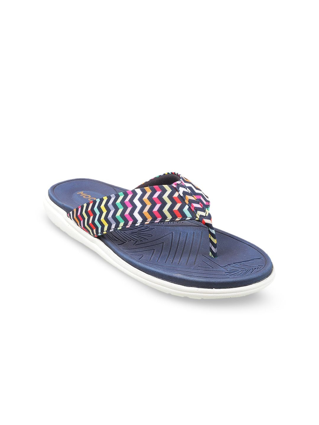Mochi Women Blue Printed Open Toe Flats