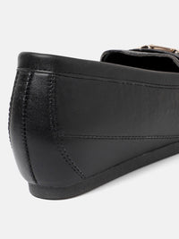 DressBerry Women Textured Chain Detail Wedge Heel Loafers