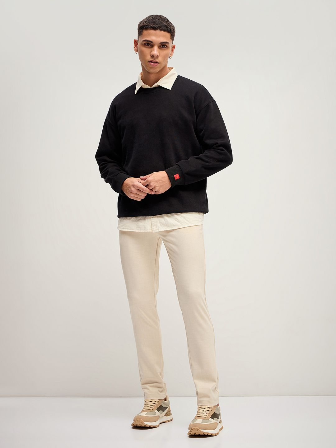 THE BEAR HOUSE Men Solid 4 Way Stretch Formal Trouser
