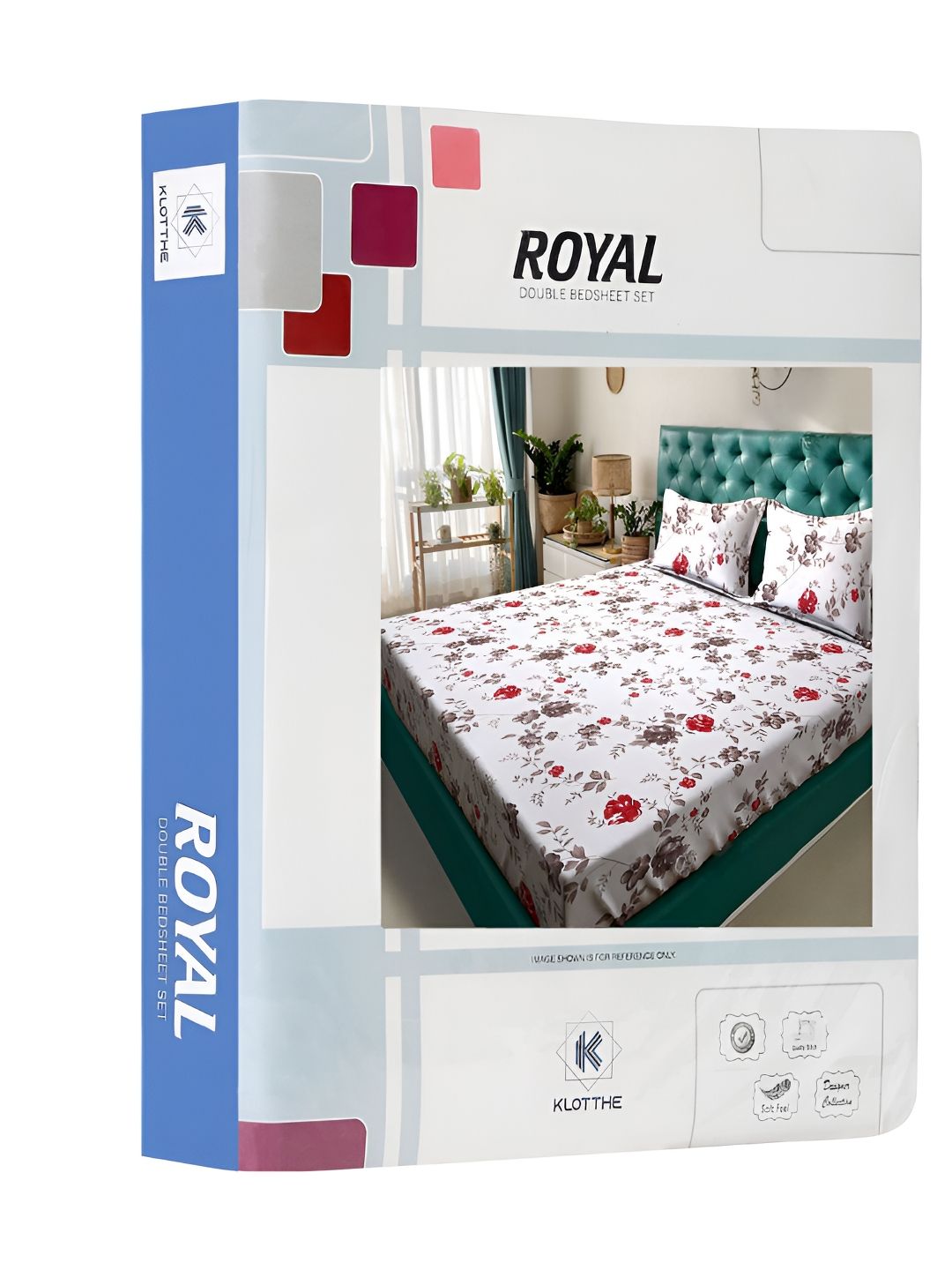 KLOTTHE Kapas Bunga Putih 300 TC Cadar King dengan 2 Sarung Bantal-250 x 225 cm