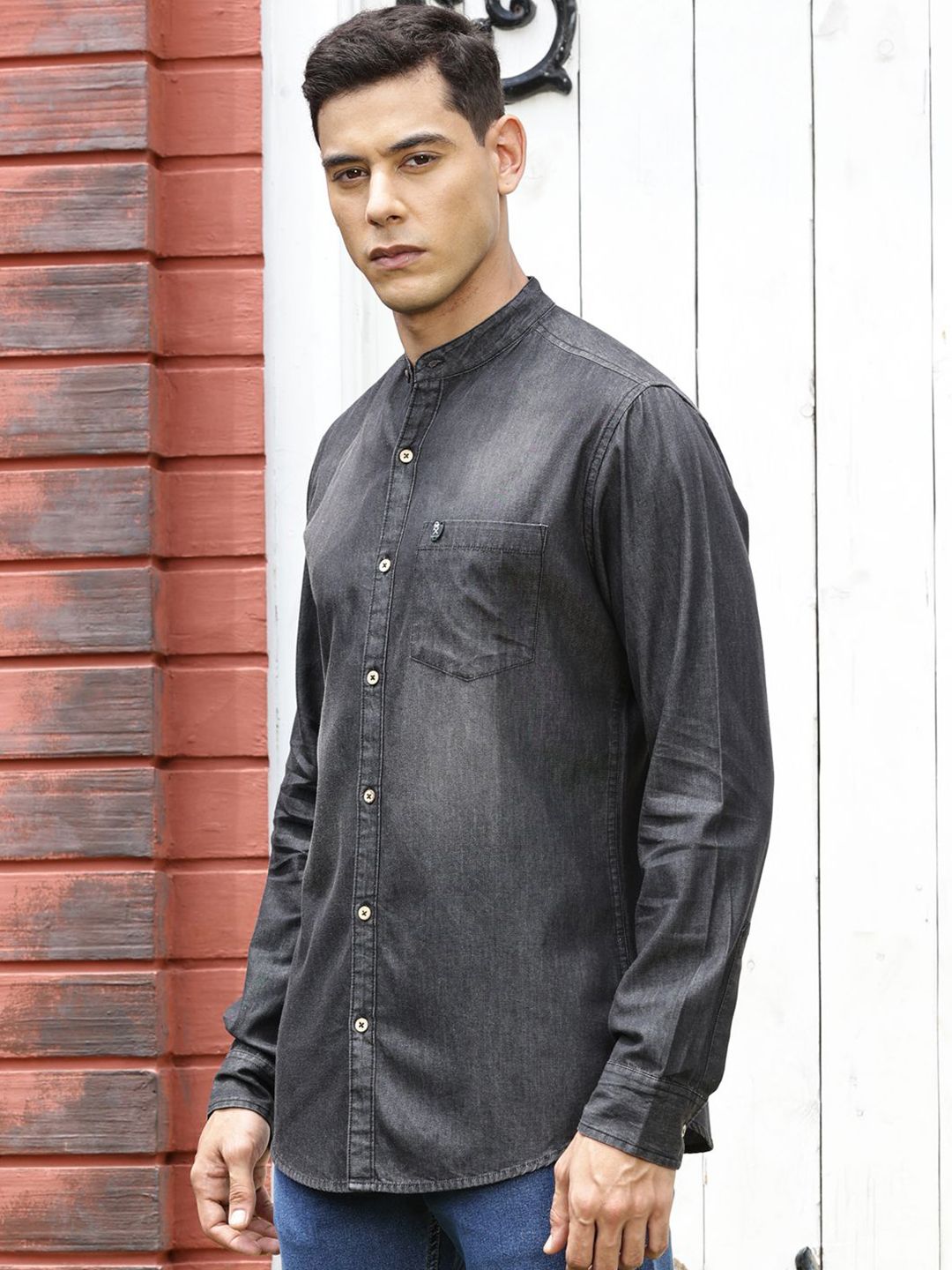 Thomas Scott Men Solid Cotton Smart Slim Fit Opaque Casual Shirt
