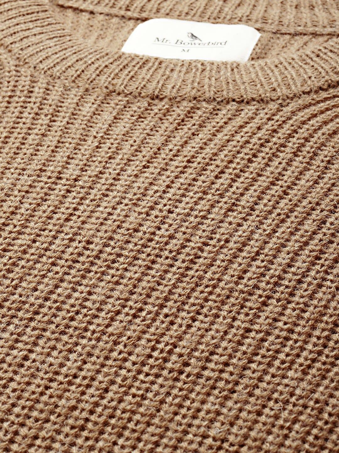 Mr Bowerbird Men Beige Tailored Fit Solid Pullover