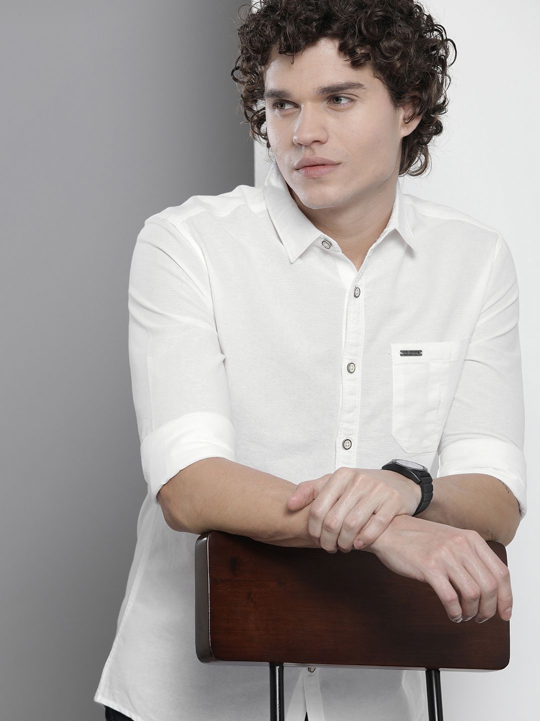 The Indian Garage Co Men Solid Pure Cotton Casual Shirt
