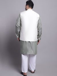 SOJANYA PLUS Woven Design Regular Kurta With Pyjamas & With Embroidered Nehru Jacket