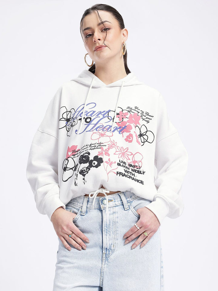 DressBerry Snug Life Printed Hooded Sweatshirt