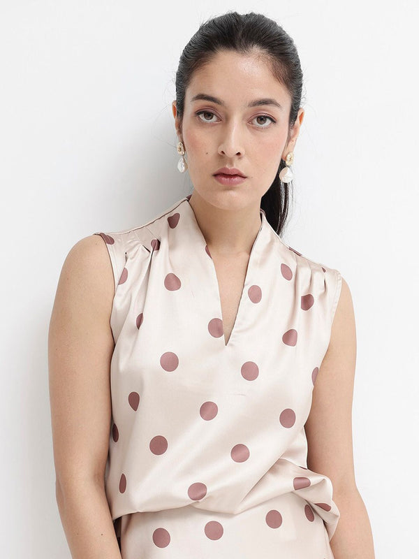 RAREISM Polka Dot Printed Cotton Top
