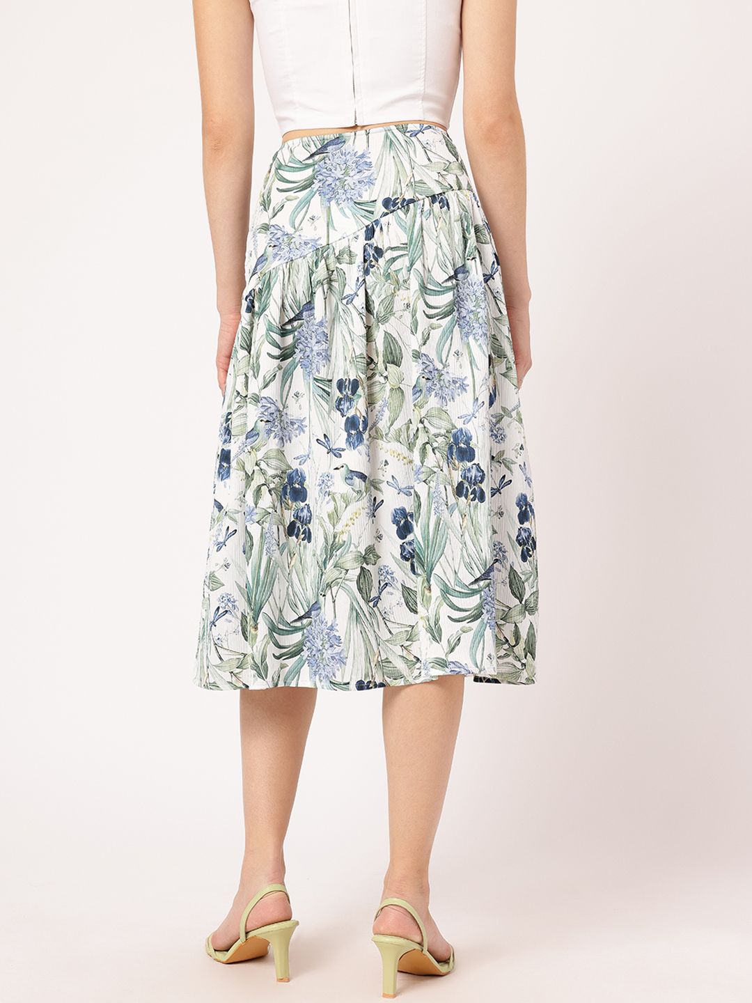 DressBerry Women Meadow Drift Crinkled Gathered A-Line Skirt