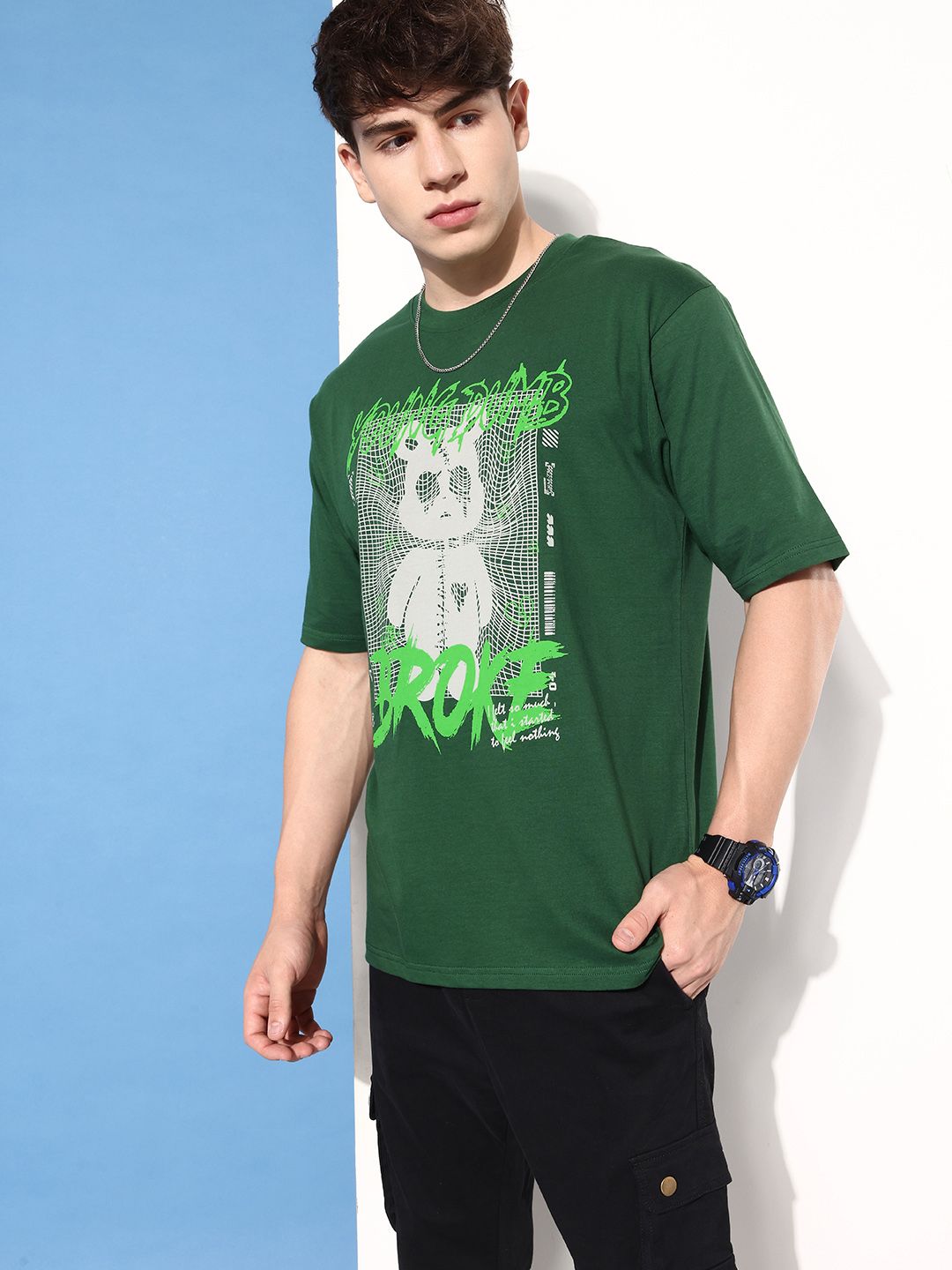Difference of Opinion Men Pure Cotton Printed Oversized T-shirt