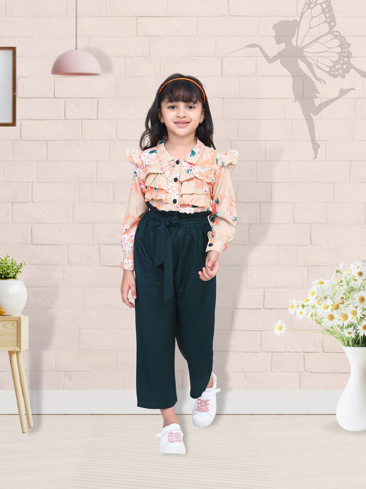 Cutiekins Girls Printed Long Sleeves Top With Palazzos