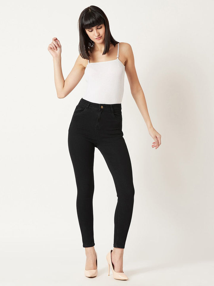 Miss Chase Women Black Skinny Fit High-Rise Clean Look Jeans