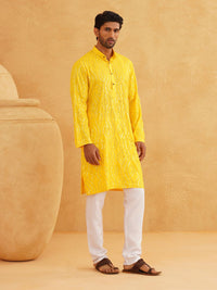SOJANYA Ethnic Motifs Embroidered Sequined Pure Cotton Kurta with Churidar