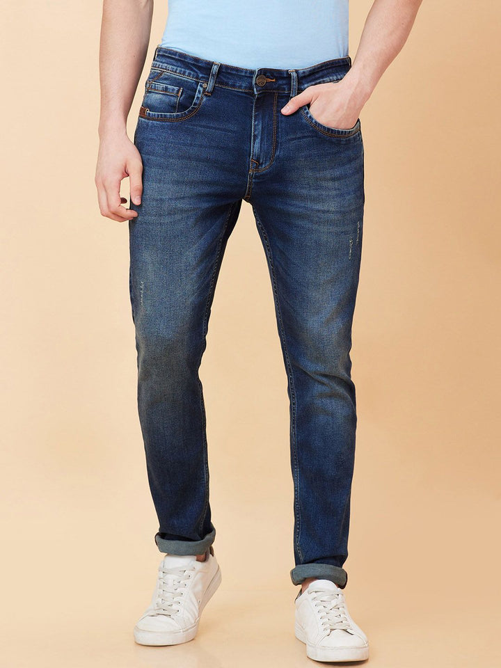 Being Human Men Skinny Fit Mid Rise Low Distress Heavy Fade Jeans