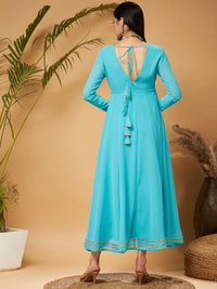 Shae by SASSAFRAS Blue Gotta Patti Detail Anarkali Maxi Dress