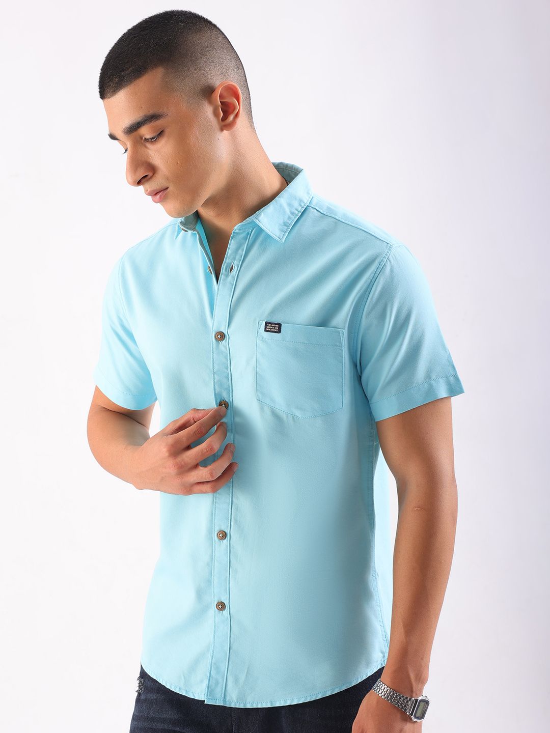 The Indian Garage Co Men Slim Fit Back Printed Casual Shirt