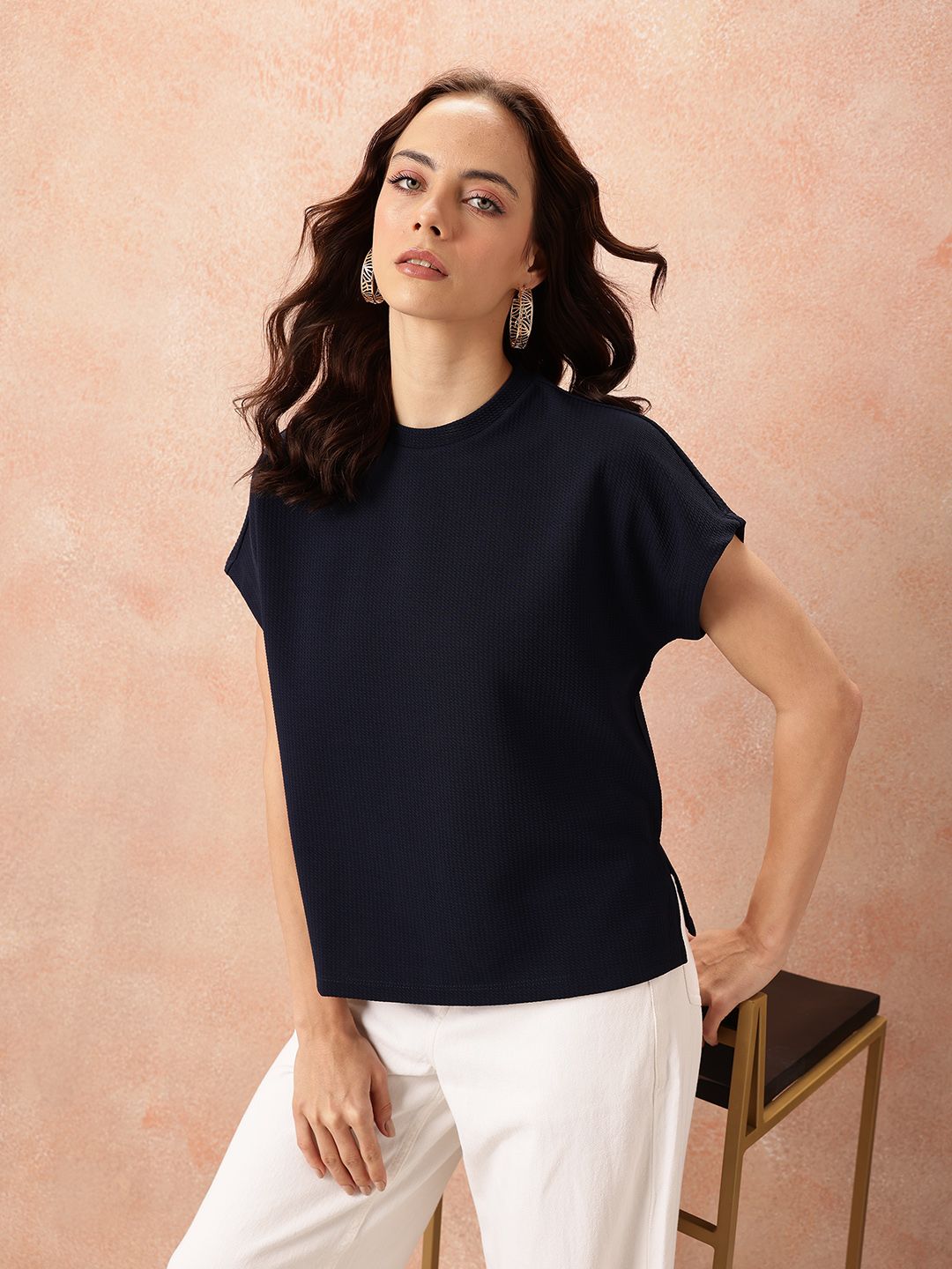 all about you Textured Extended Sleeves Top