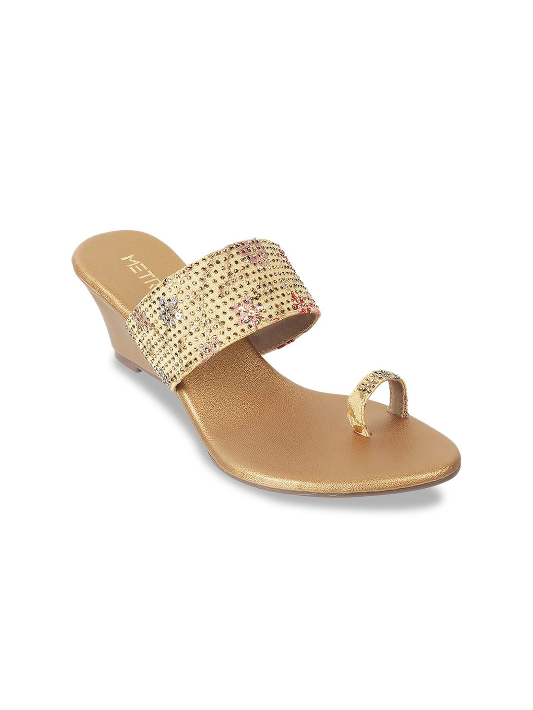 Metro Embellished Open Toe Wedge Heels