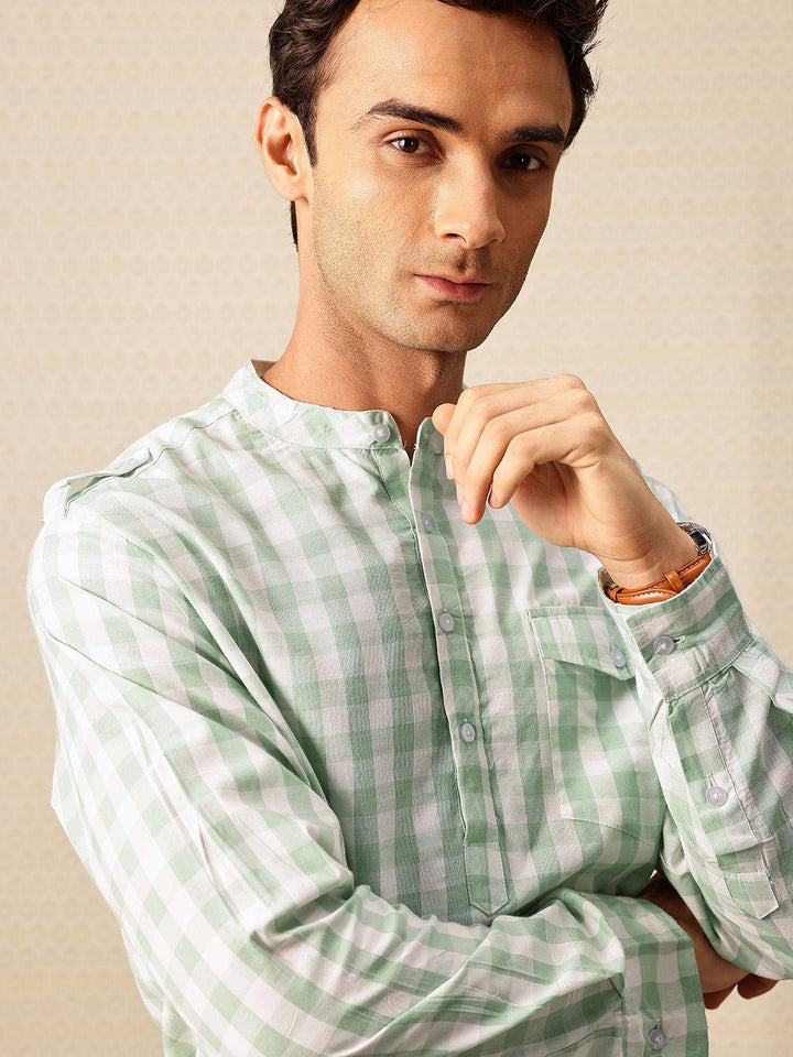 House of Pataudi Checked Pakistani Style Rozana Kurta