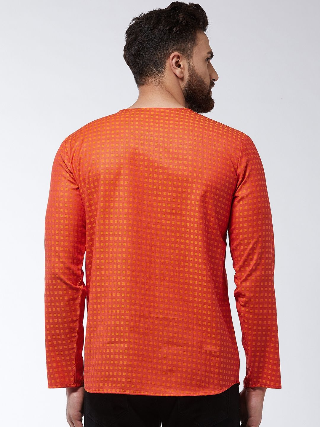SOJANYA Lelaki Rust Woven Design Kurta Lurus