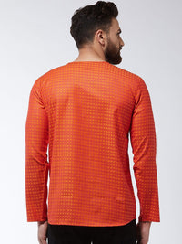 SOJANYA Lelaki Rust Woven Design Kurta Lurus