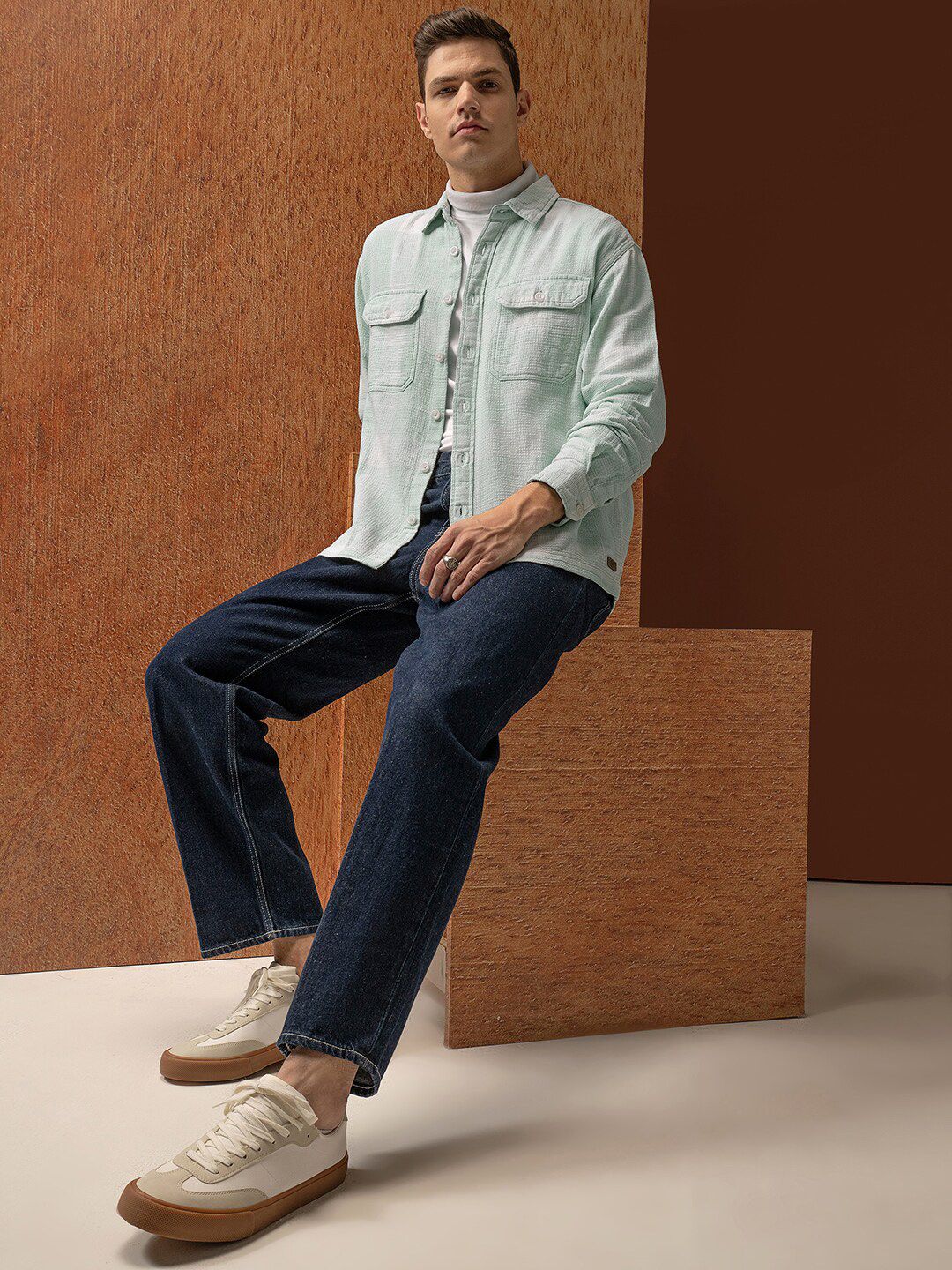 LOCOMOTIVE Premium Dobby Textured Checked Utility Pocket Overshirt