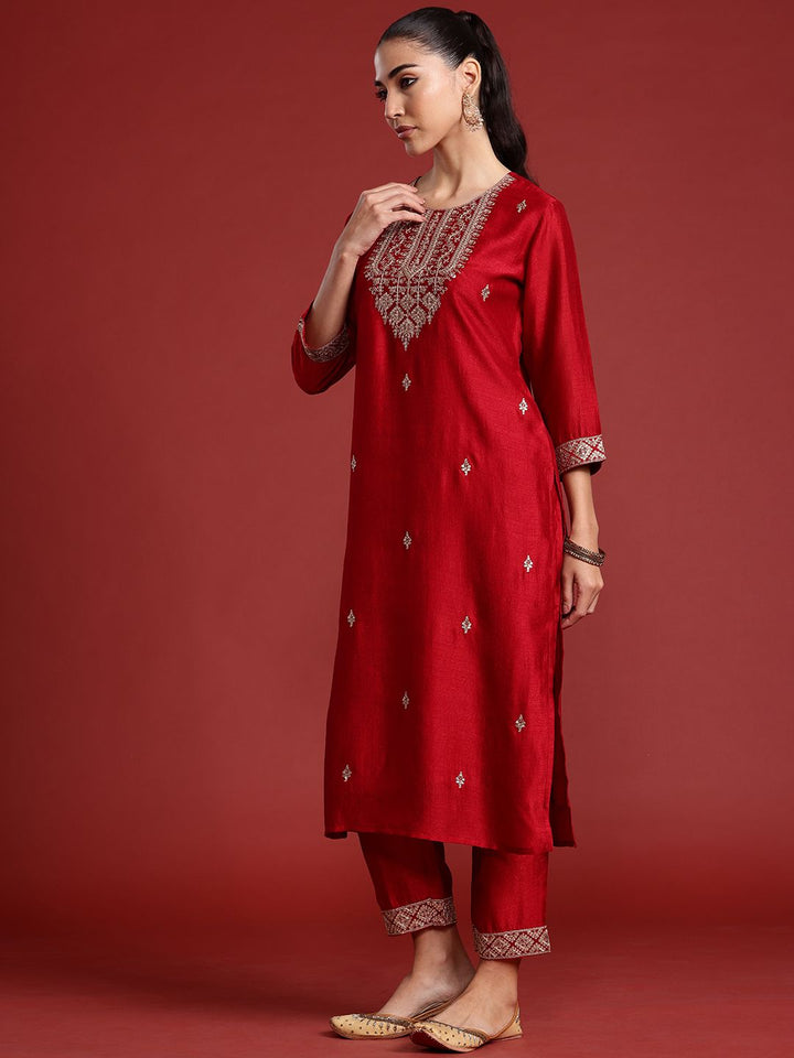 Indo Era Ethnic Motifs Embroidered Sequinned Kurta With Trousers & Dupatta