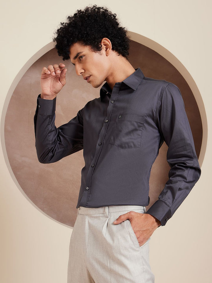 DENNISON Brand Logo Cotton Satin Shirt