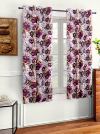 Cortina Purple & Brown Set of 2 Floral Window Curtain