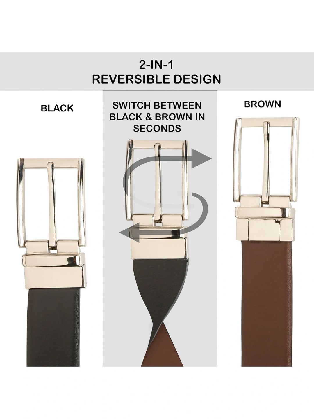 Teakwood Leathers Men Textured Leather Reversible Formal Belt