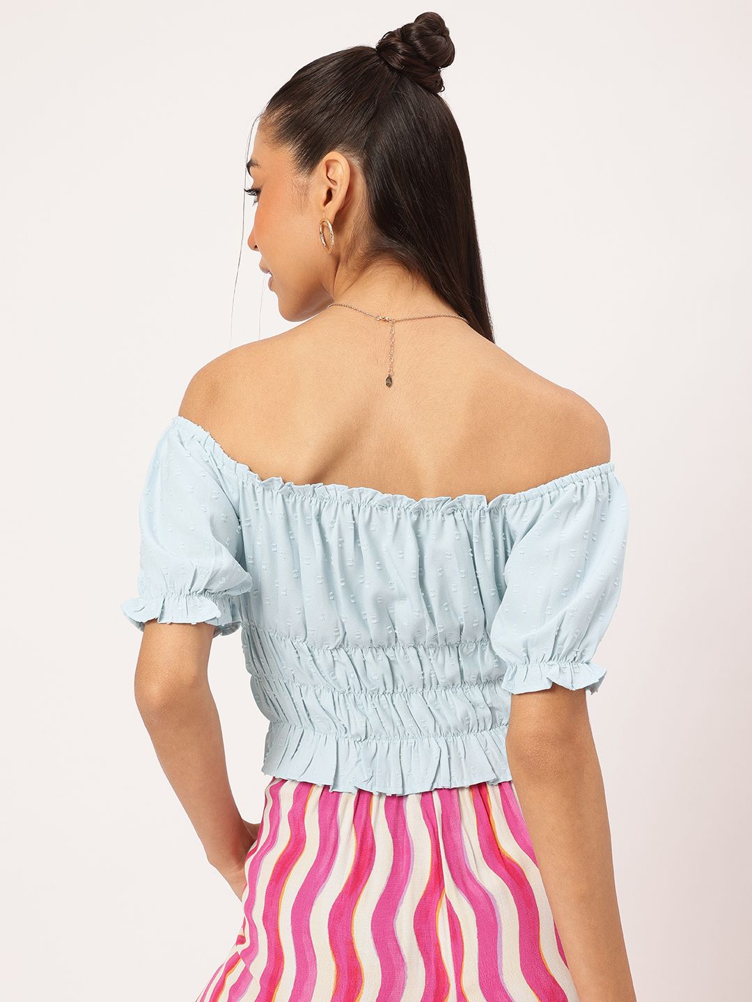 DressBerry Trendsetter Dobby Off-Shoulder Chic Top
