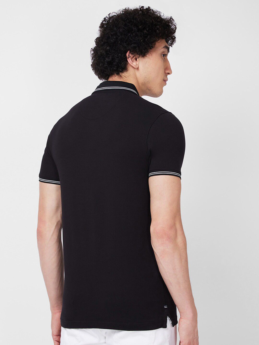 SPYKAR Polo Collar Short Sleeves Slim Fit Cotton T-shirt