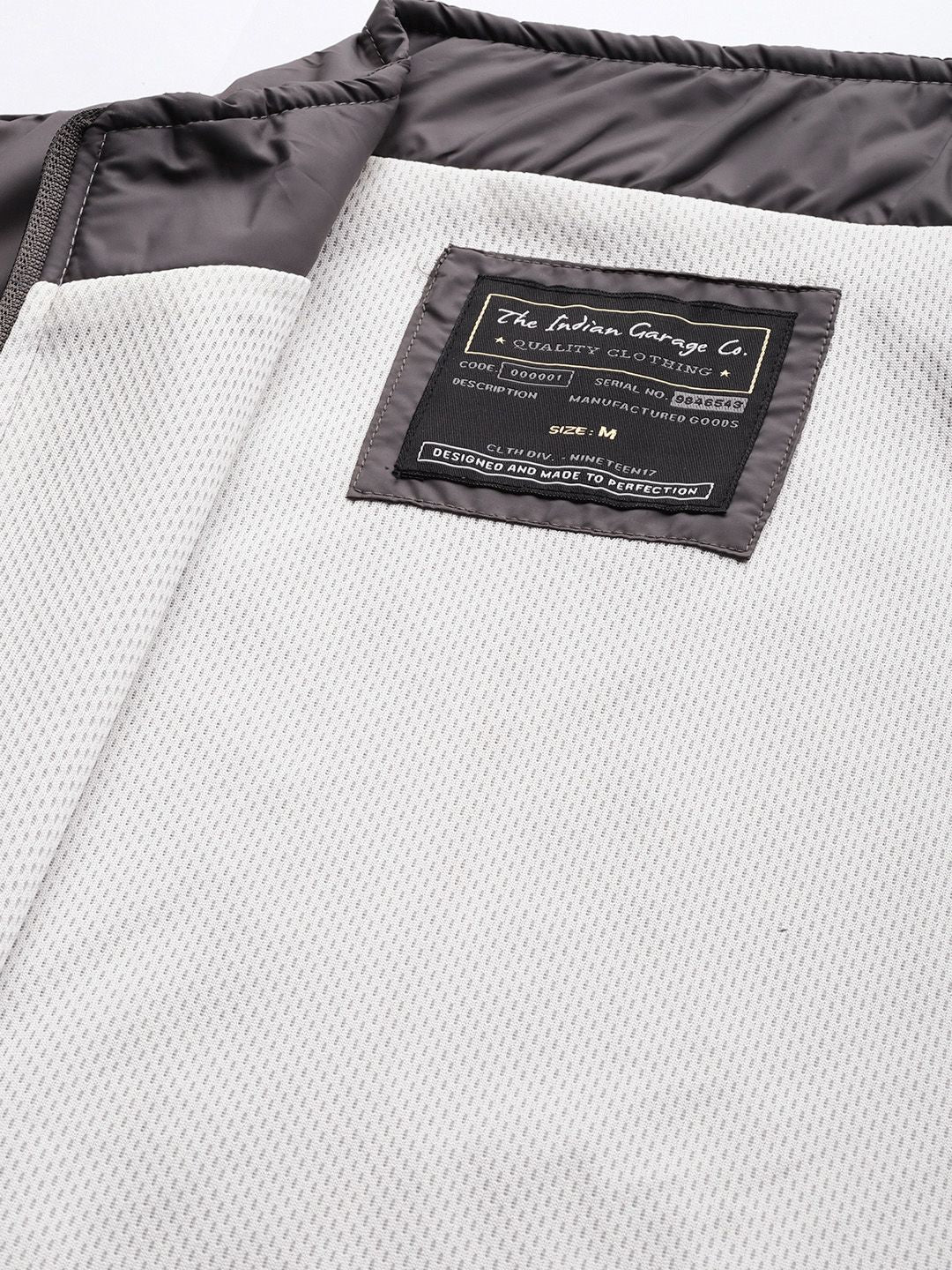 The Indian Garage Co Men Grey & Black Colourblocked Windcheater Jacket