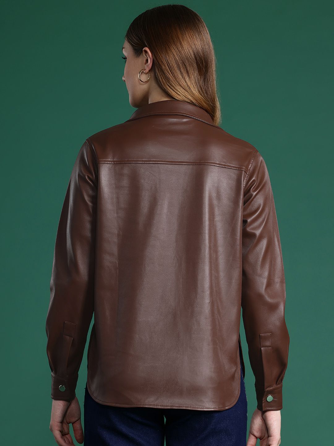 DressBerry Faux Leather Longline Tailored Jacket