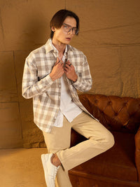 DENNISON Men Double Pocket Drop Shoulder Oversized Cotton Checked Shacket