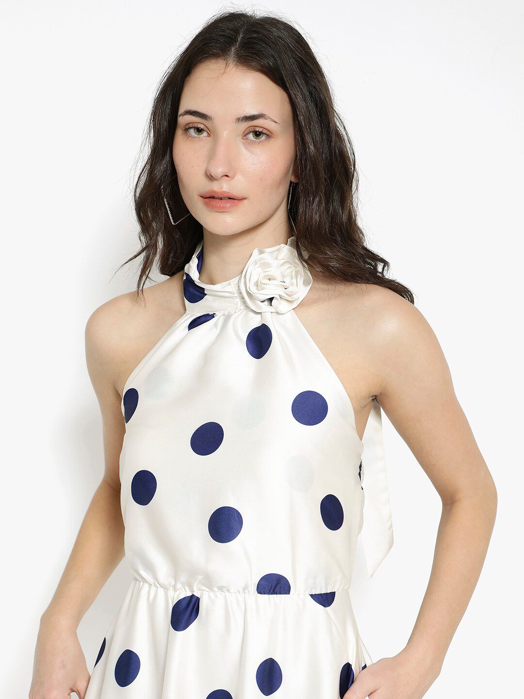 RAREISM Polka Dot Printed Halter Neck Maxi Dress