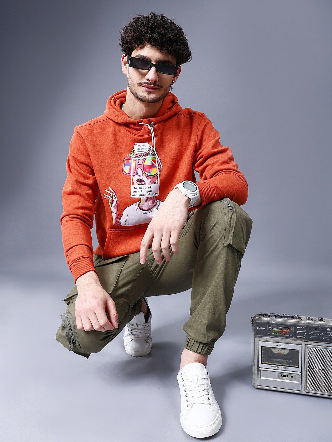The Indian Garage Co Graphic Printed Hooded Sweatshirt