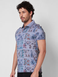SPYKAR Printed Polo Collar Cotton Slim Fit T-shirt