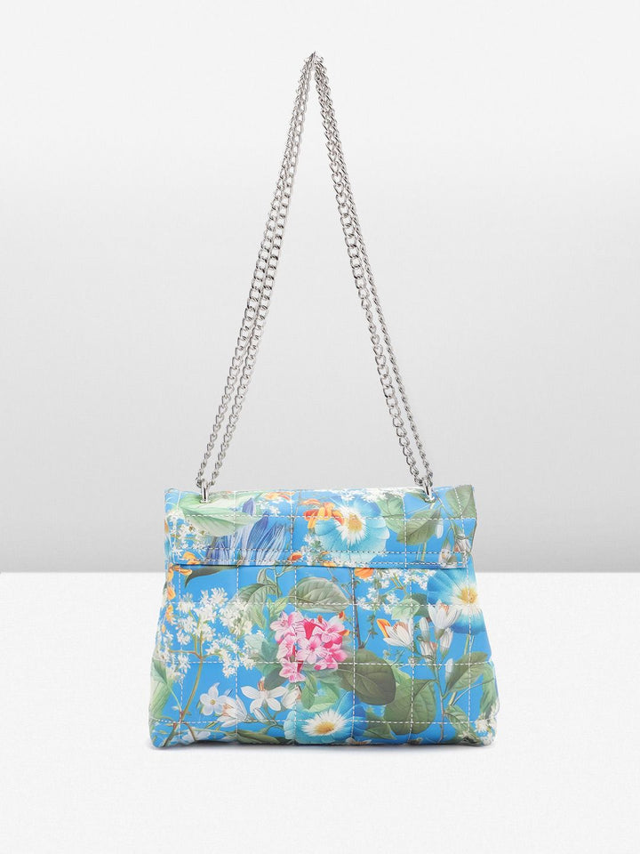 Lino Perros Floral Printed Structured Shoulder Bag With Quilted Detail