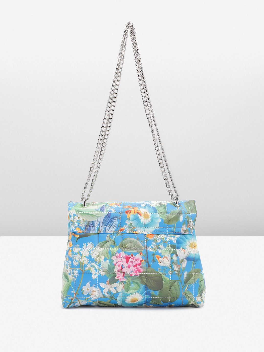 Lino Perros Floral Printed Structured Shoulder Bag With Quilted Detail