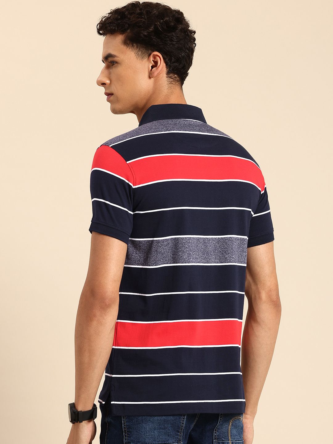 Being Human Striped Polo Collar T-shirt