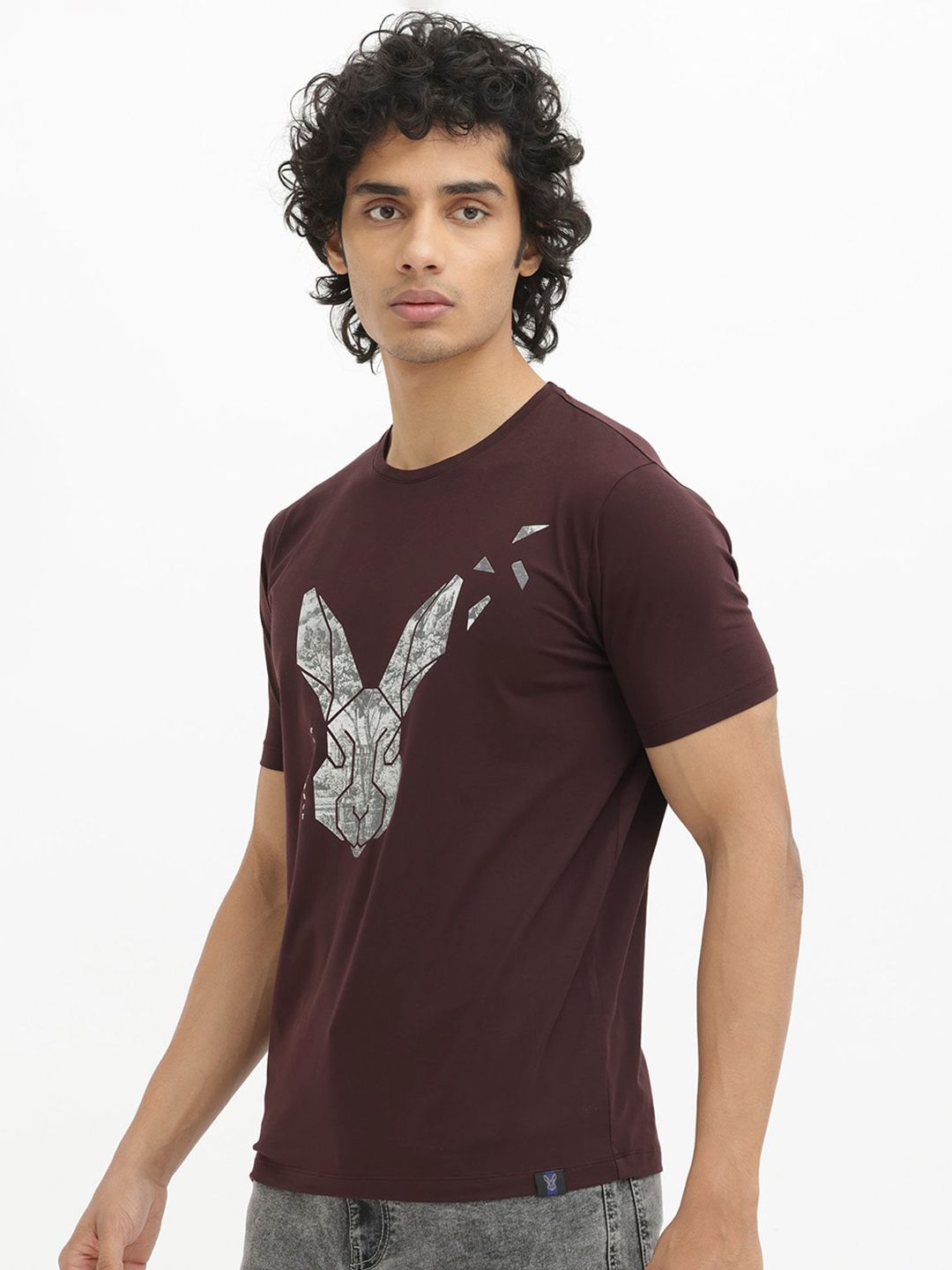 RARE RABBIT Men Arbor Regular Fit Graphic Printed Round Neck Cotton T-Shirt