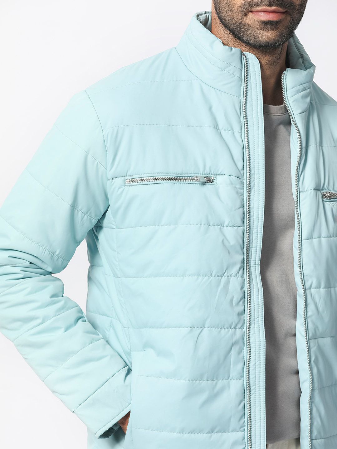 RARE RABBIT Men Beylor Puffer Mock Collar Padded Jacket