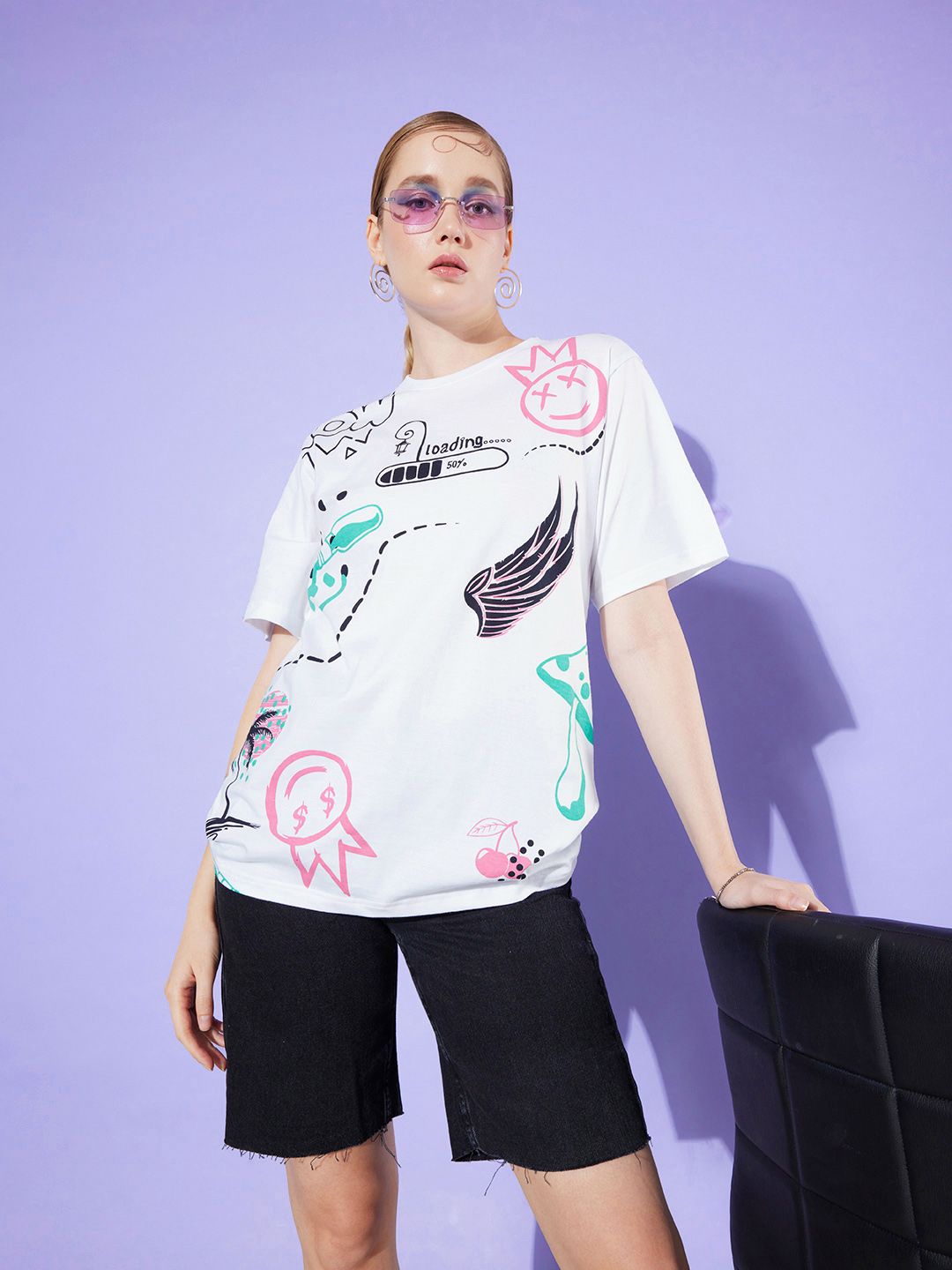DILLINGER Graphic Printed Oversized Longline Pure Cotton T-shirt