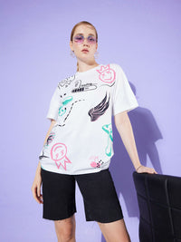 DILLINGER Graphic Printed Oversized Longline Pure Cotton T-shirt