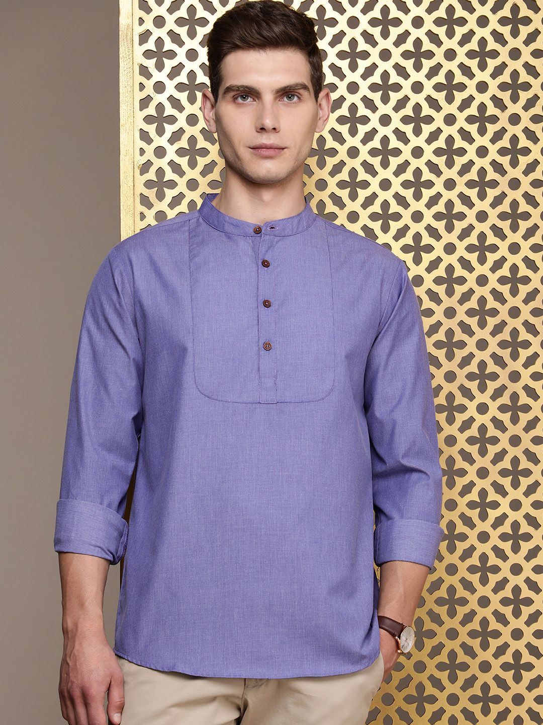 House of Pataudi Band Collar Rozana Kurta