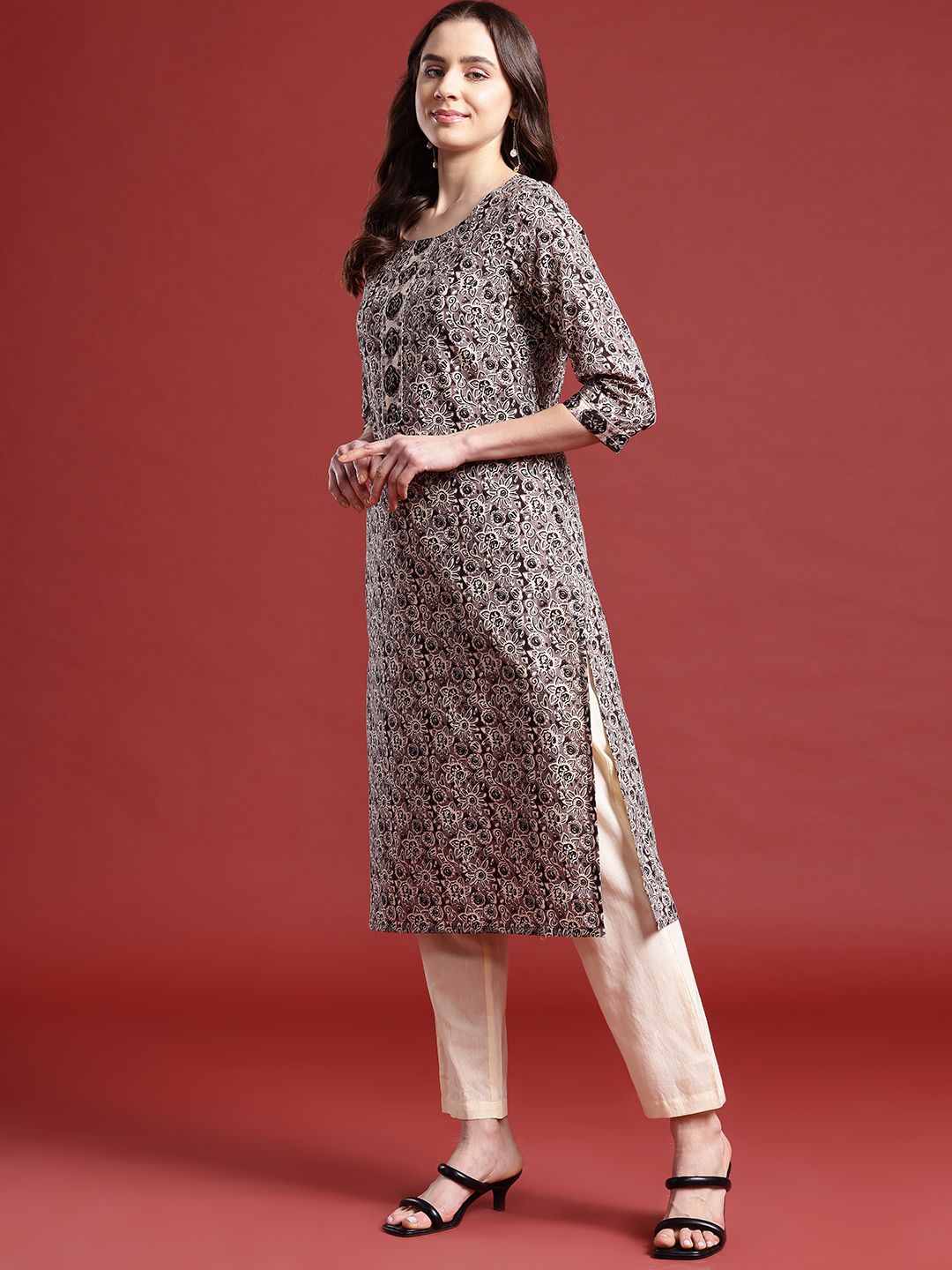 Anouk Women Ethnic Motifs Printed Pure Cotton Kurta with Trousers & Dupatta