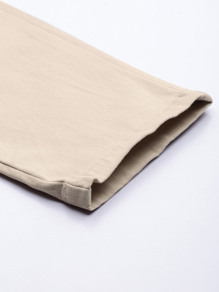 The Indian Garage Co Men Beige Slim Fit Regular Trousers