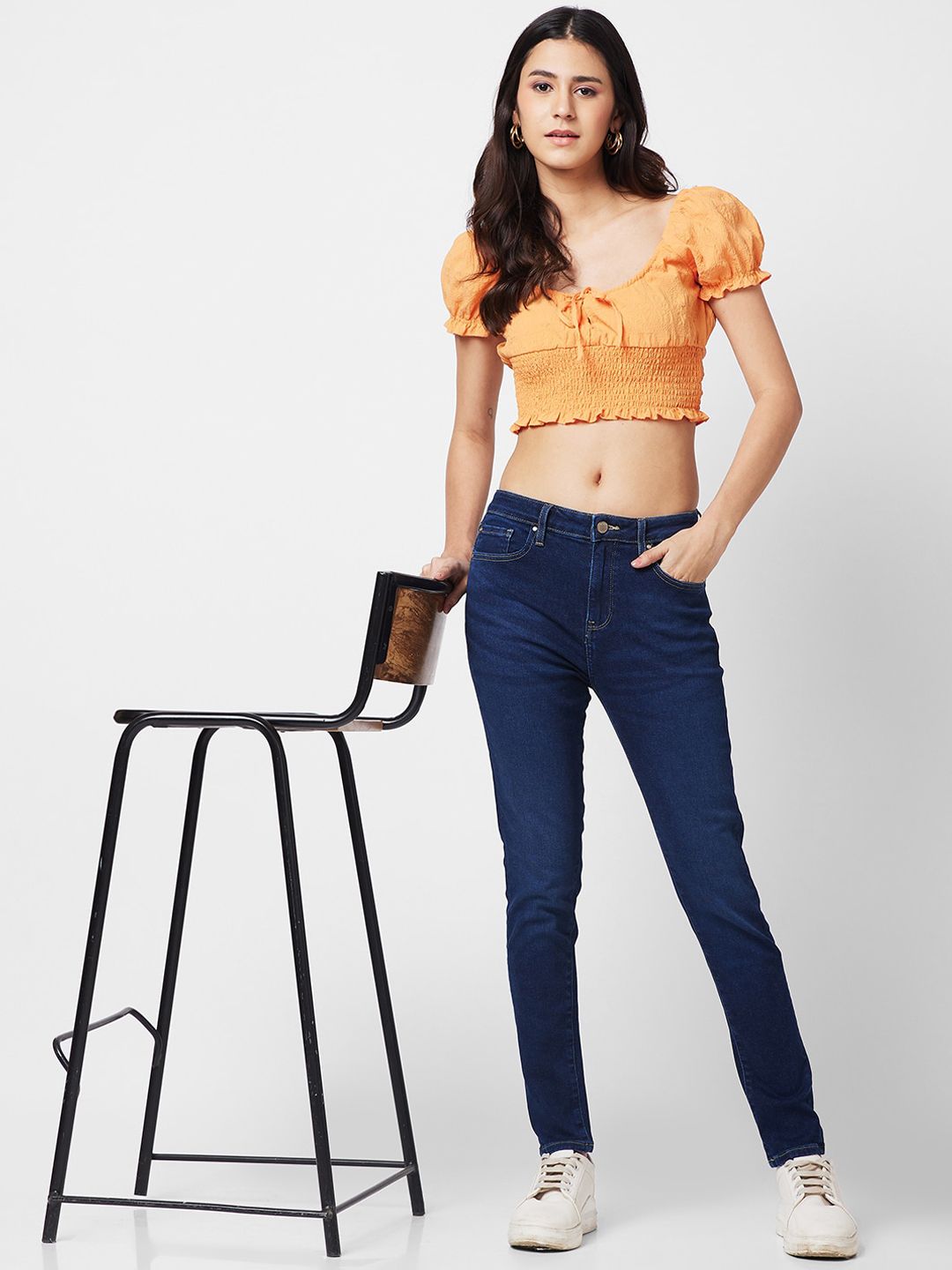 SPYKAR Women Clean Look Slim Fit High-Rise Light Fade Stretchable Jeans